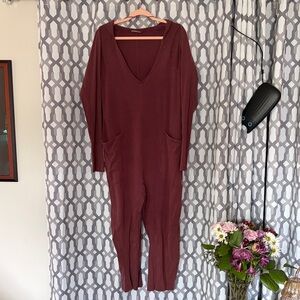 FP Movement by Free People Long-Sleeve V‑Neck Jumpsuit in brown